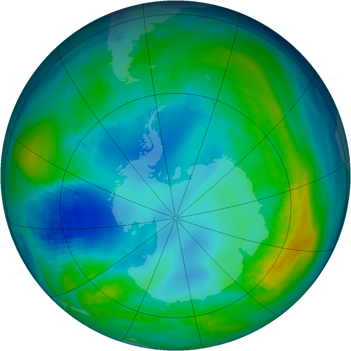 Antarctic ozone map for 15 May 1990